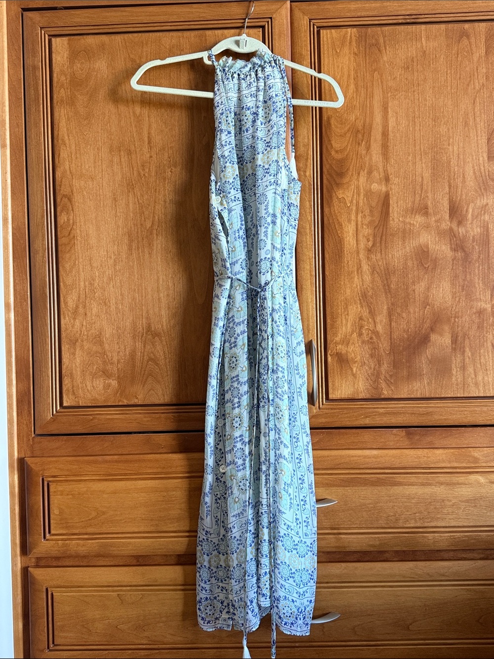 NWOT Joie Blue and White Paisley Halter Maxi Dress